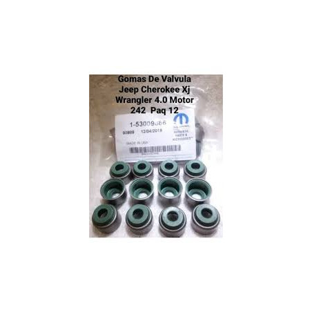 GOMAS DE VALVULA MOPAR BLAZER 262 JEEP 242 CHEROKEE 4.0 94-01 WAGONEER RAM PAQ. 12 UNID
